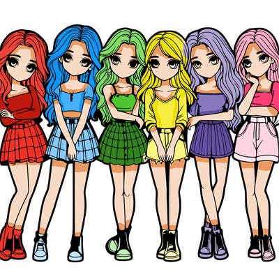 a group of girls realistic