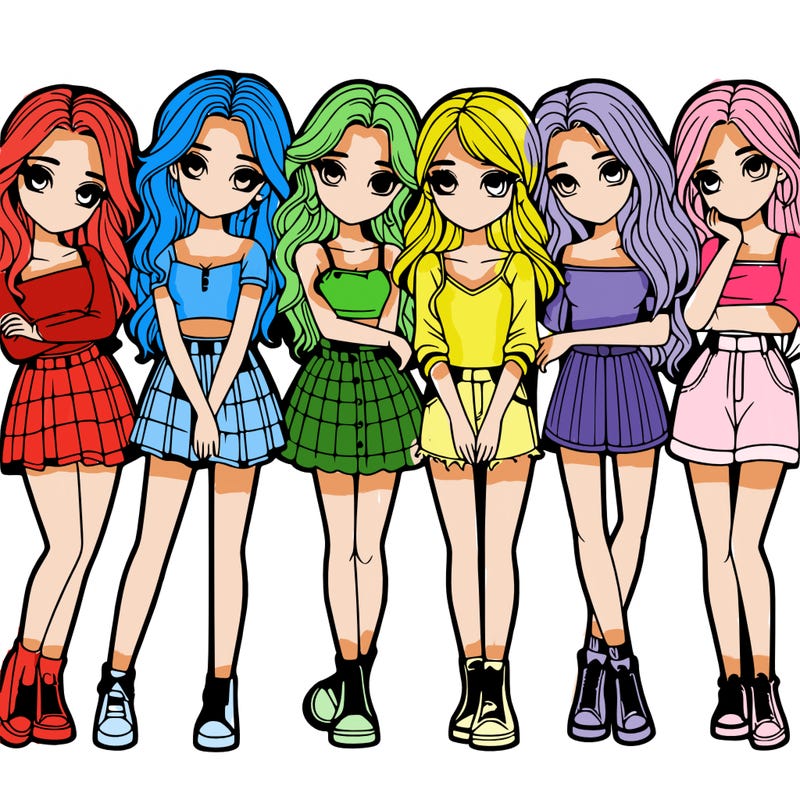 a group of girls realistic