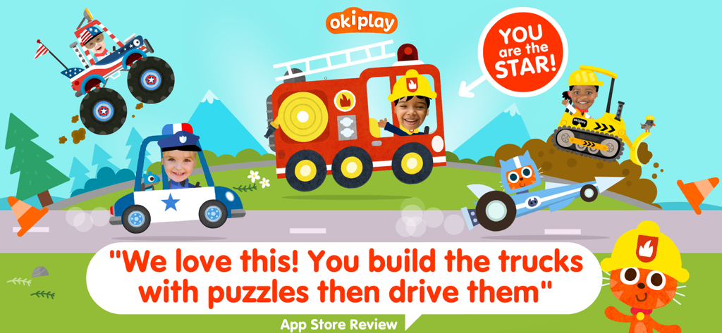 Car Game for Kids 2-5 - Varios vehículos de dibujos animados conducidos por niños en la aplicación Car Game for Kids 2-5