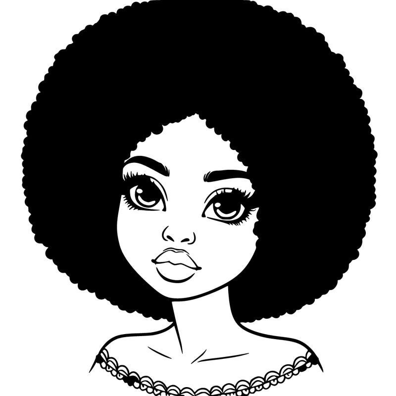 realistic black girl white a afro
