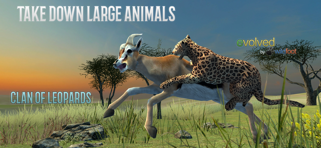 Leopard attacking an antelope in a 3D safari simulation game
