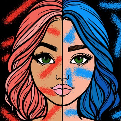 realistic girl split half