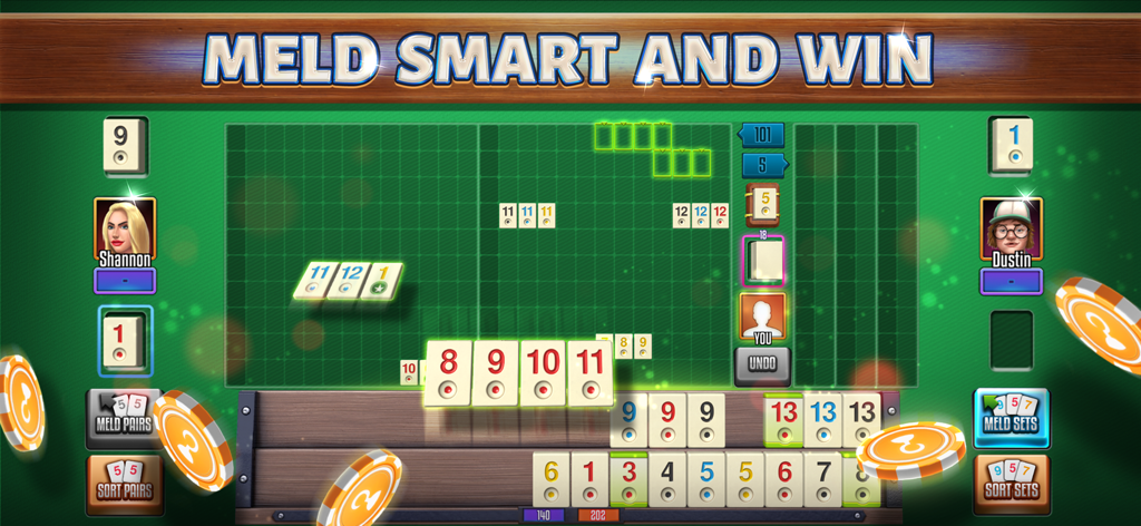 101 Okey - Captura de tela do jogo móvel 101 Okey mostrando jogadores combinando peças numeradas em um tabuleiro digital verde