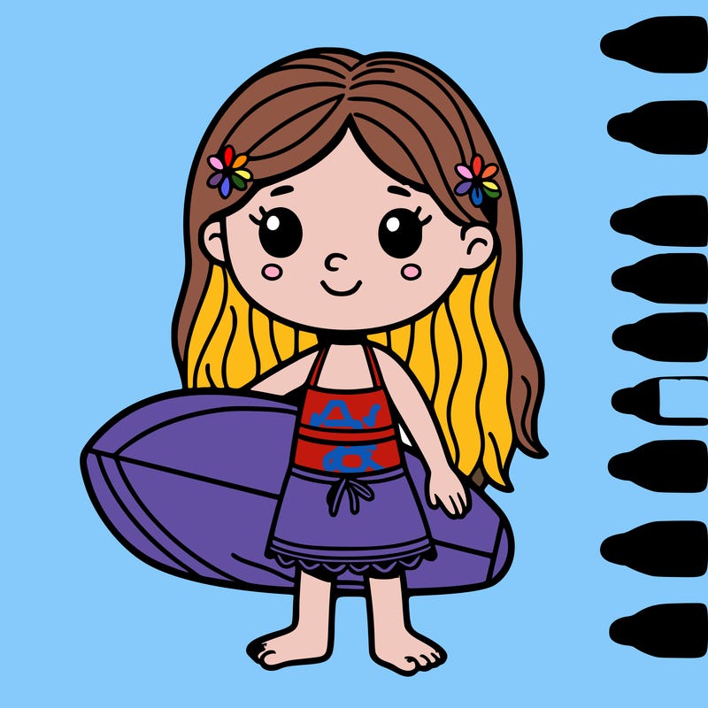 girl with surfboard.