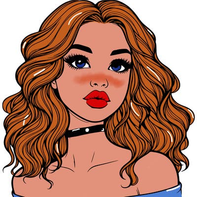 realistic girl with wavy hair and lips