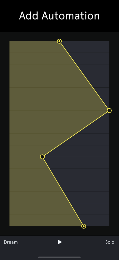 Automation editing graph in Auxy Studio music production app