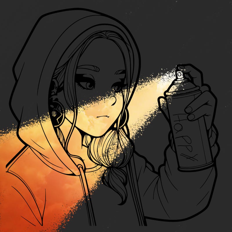 a realistic girl, spray painting