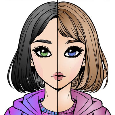 split realistic girl