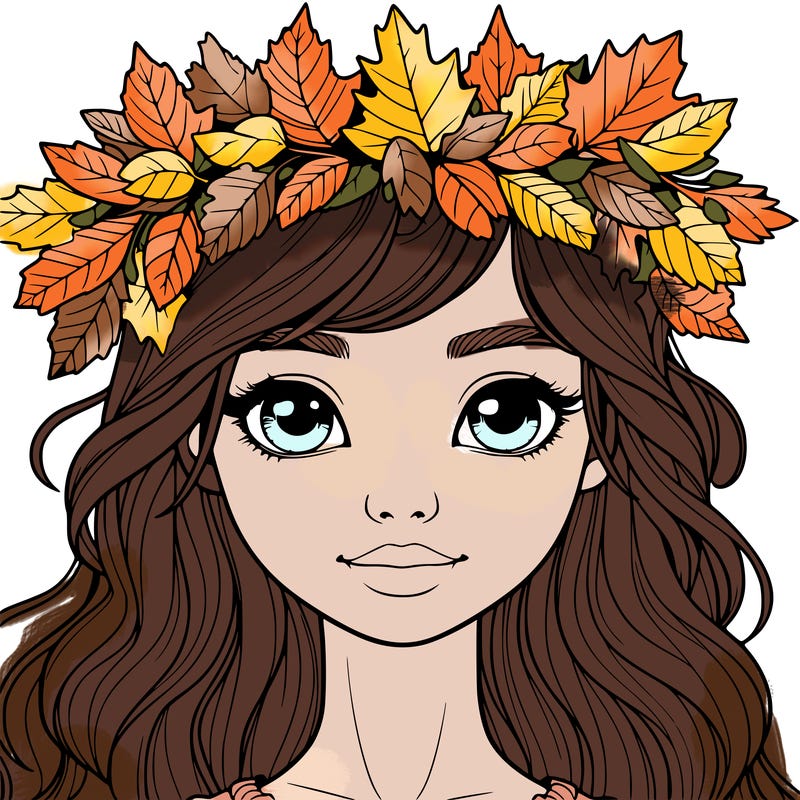realistic girl with fall leaf crown