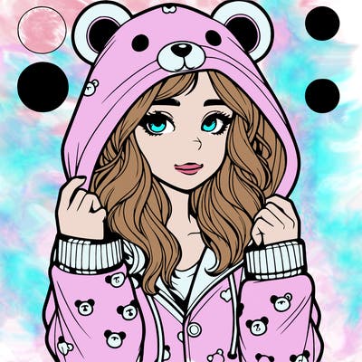 realistic girl in a animal pjs hoodie