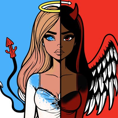 devil vs angel realistic girl