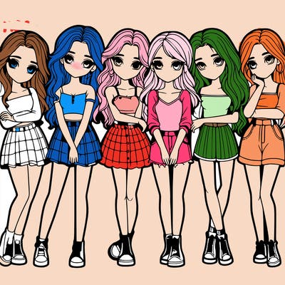 a group of girls realistic