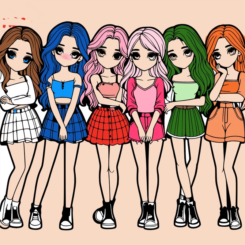 a group of girls realistic