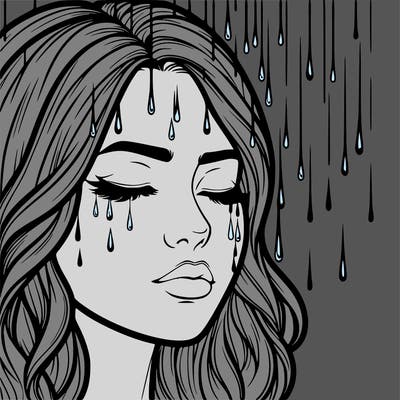 rain going over realistic woman’s face