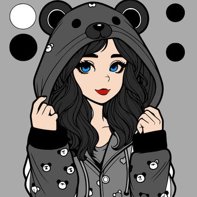realistic girl in a animal pjs hoodie