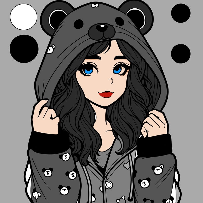 realistic girl in a animal pjs hoodie
