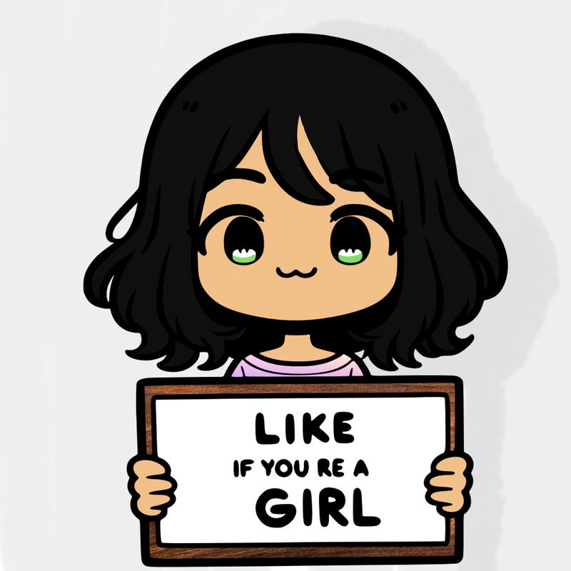 a cute girl holding a sign that says like if you’re a girl