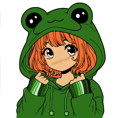 a cute teenage girl wearing a frog hoodie