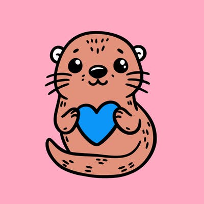 otter with a heart