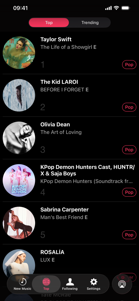 Musicasm: Best New Albums 2026 - Top music charts and pop artist rankings in the Musicasm discovery app