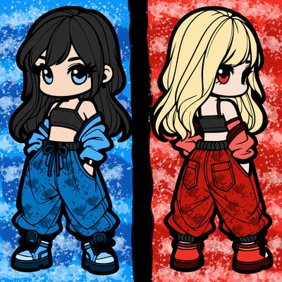 girl in crop top and baggy pants