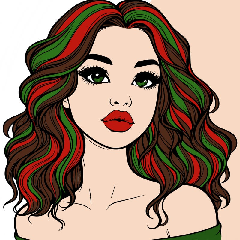 realistic girl with wavy hair and lips