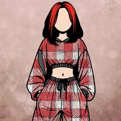 realistic girl faceless with baggy pants and a crop top