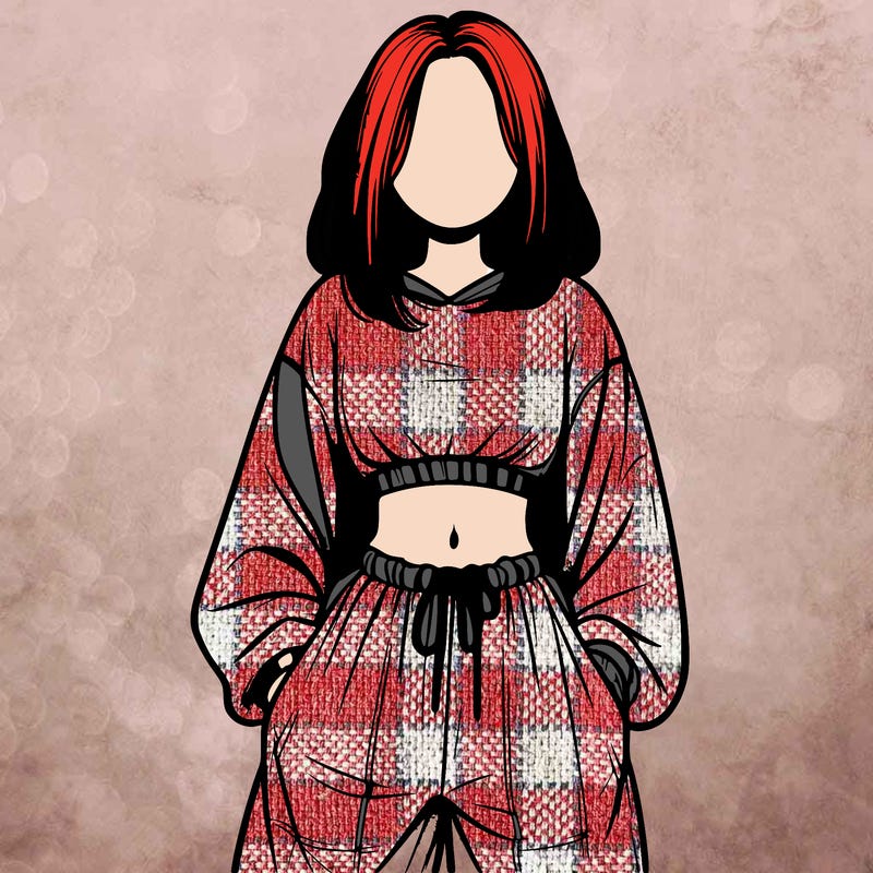 realistic girl faceless with baggy pants and a crop top