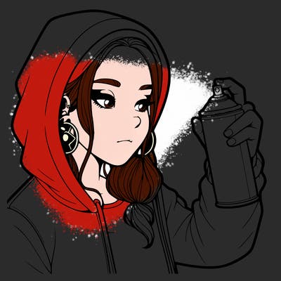 a realistic girl, spray painting