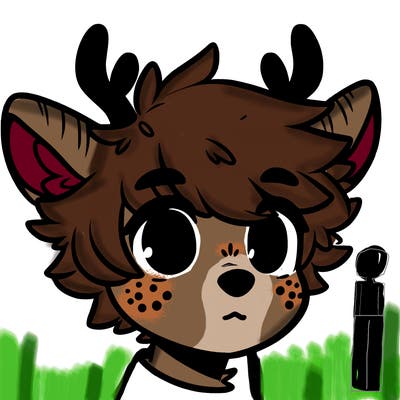 a humanoid deer with soft fluffy ears