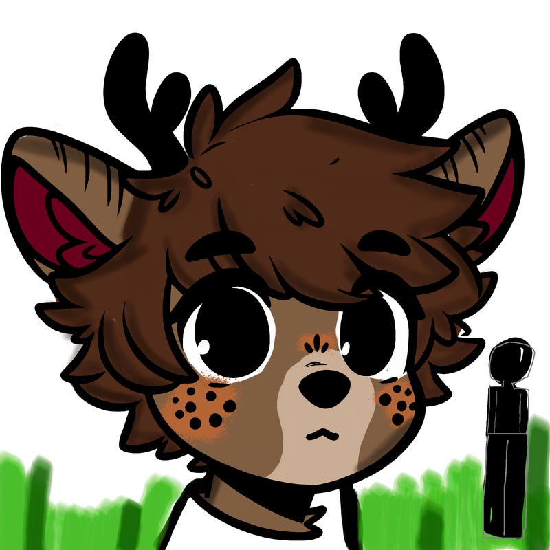 a humanoid deer with soft fluffy ears
