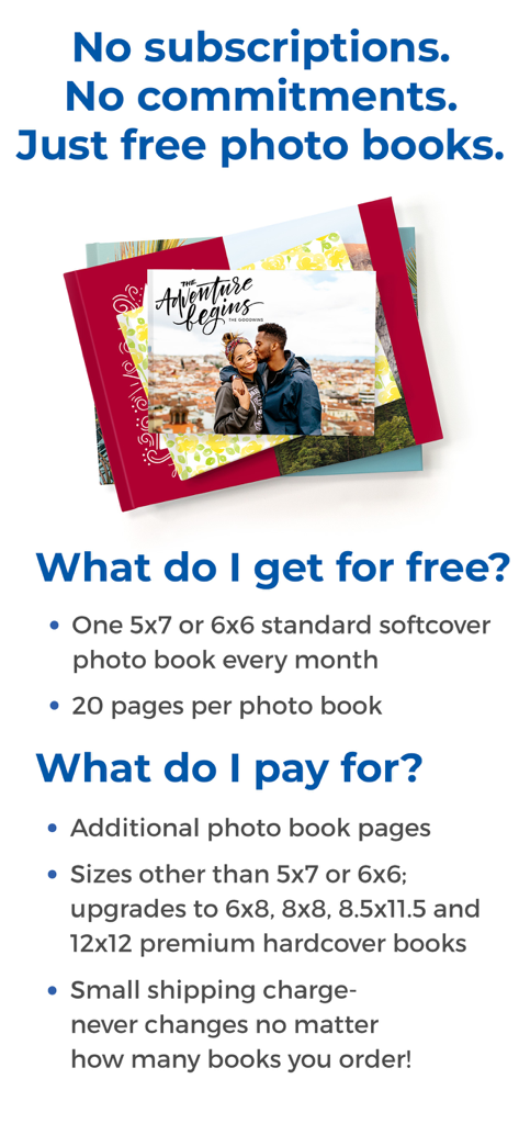 FreePrints Photobooks - Details of the FreePrints Photobooks free monthly book offer and shipping charges