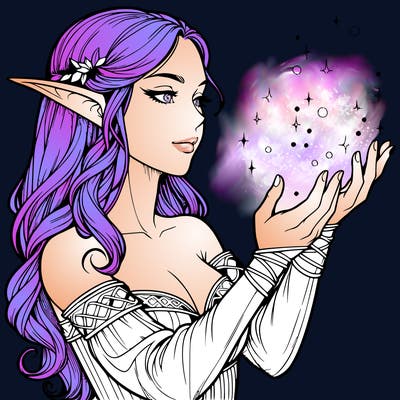 realistic elf girl doing magic