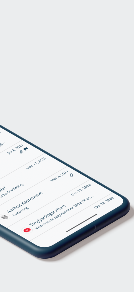 Mobile interface of the Digital Post app showing an inbox with secure messages from Danish public authorities