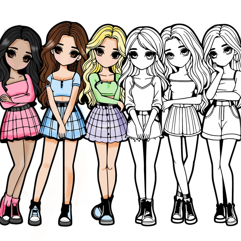 a group of girls realistic