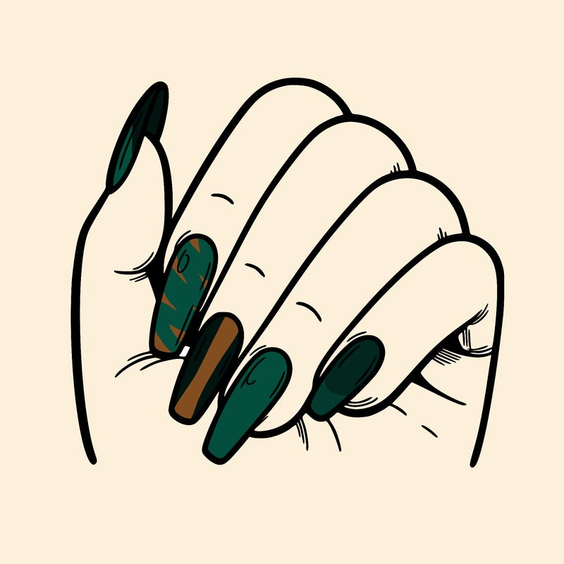 blank nails with blank hand