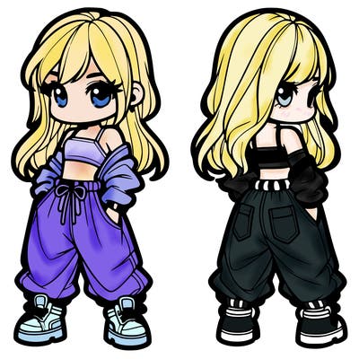 girl in crop top and baggy pants