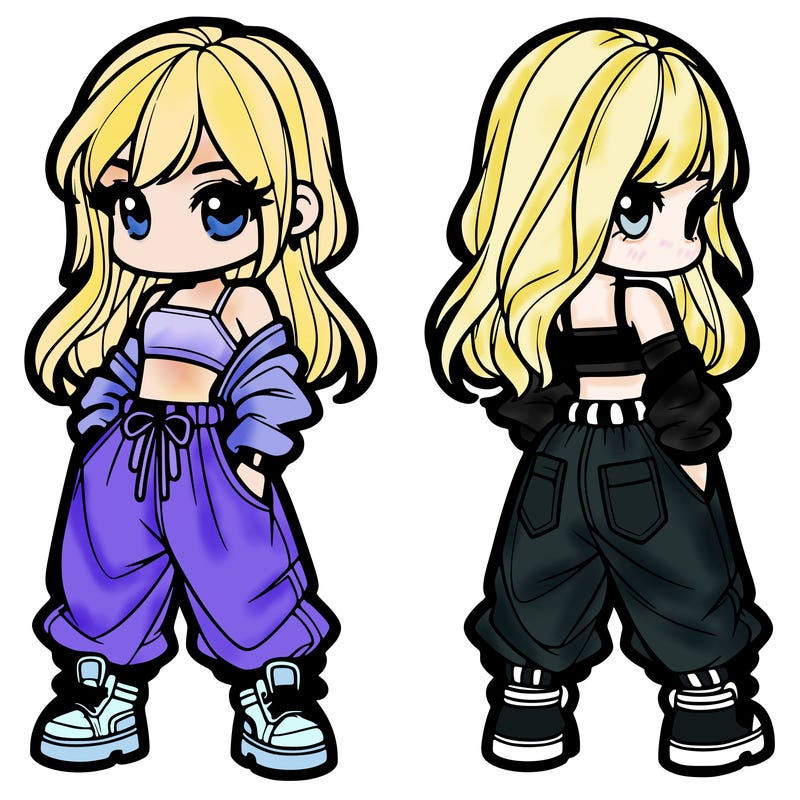 girl in crop top and baggy pants