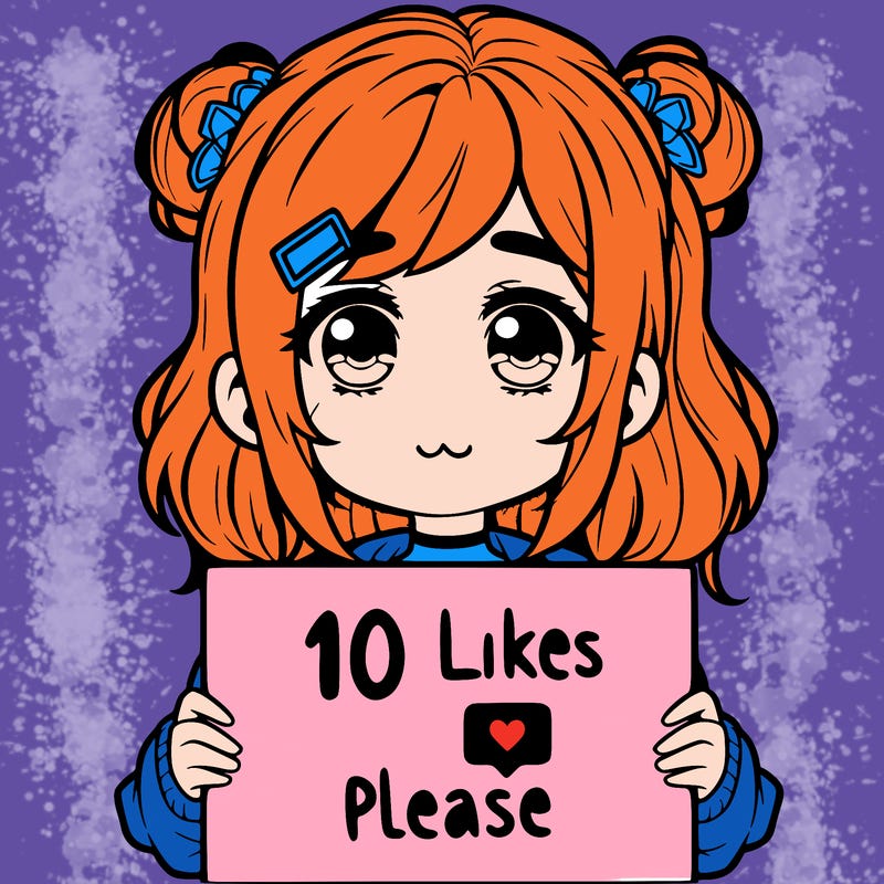 a girl with a sign saying 10 likes please