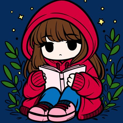 girl in oversized hoodie reading a book