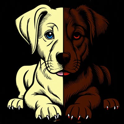 realistic dog split picture