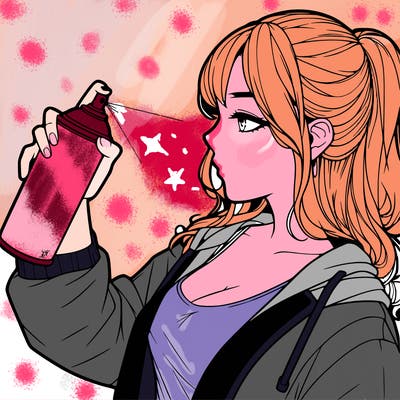a realistic girl spray, painting
