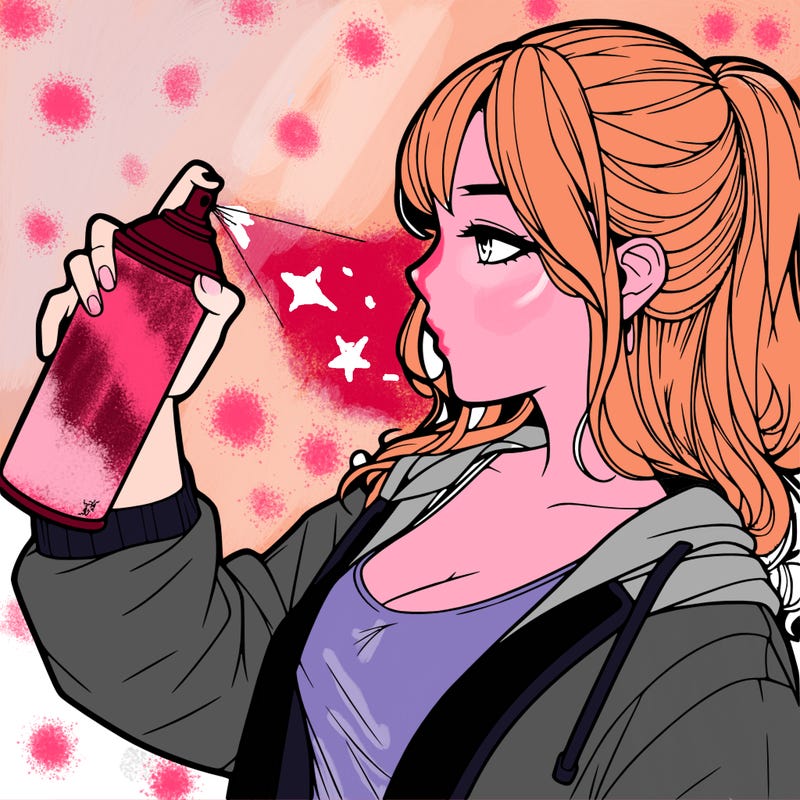 a realistic girl spray, painting