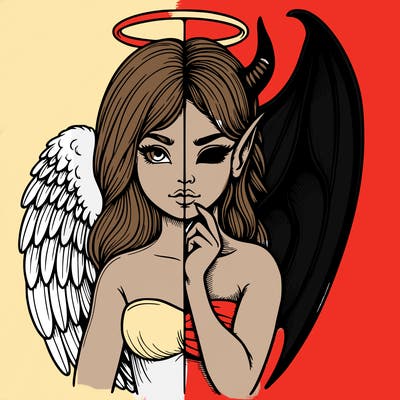 realistic angel half demon