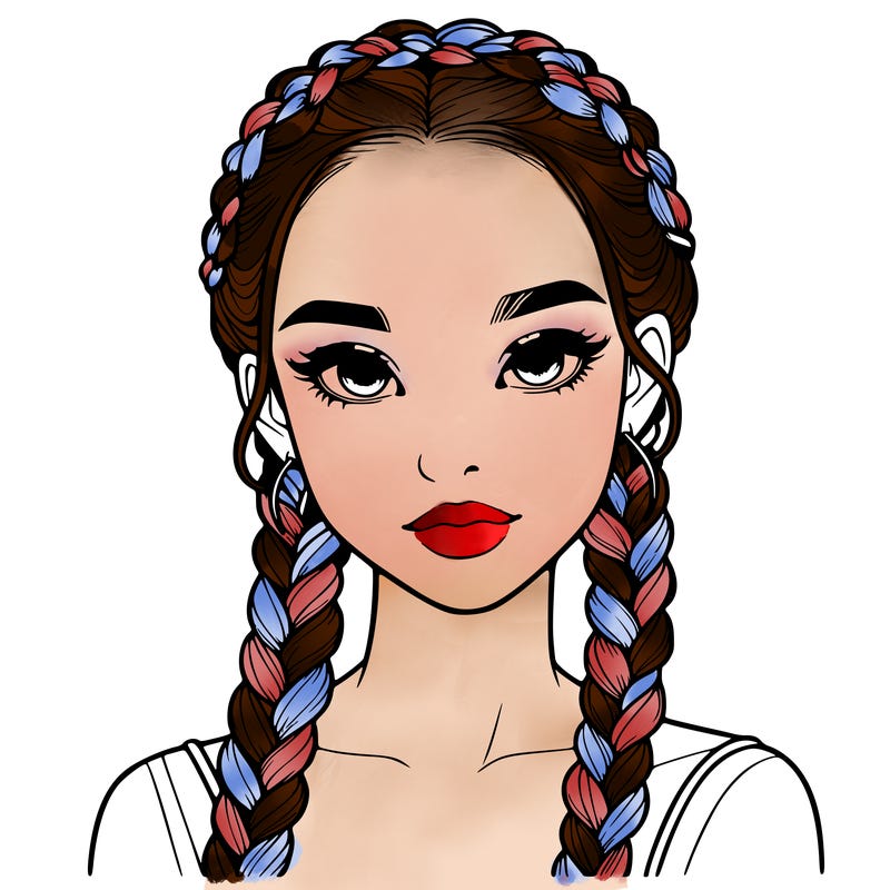realistic girl with braids