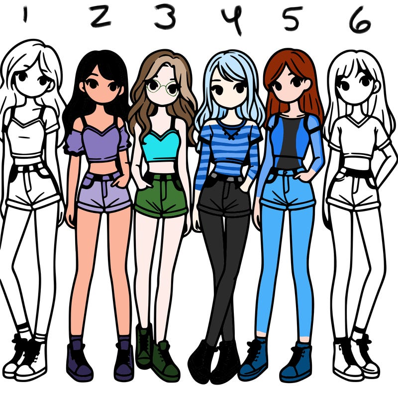 a group of girls wearing crop tops and shorts