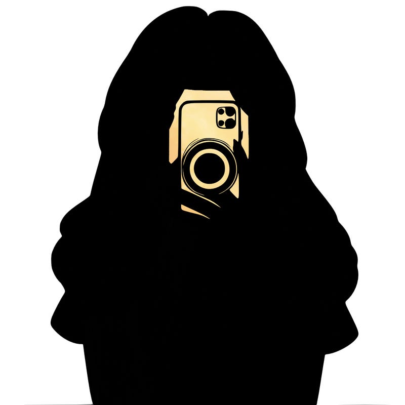 a realistic girl holding her phone taking pictures