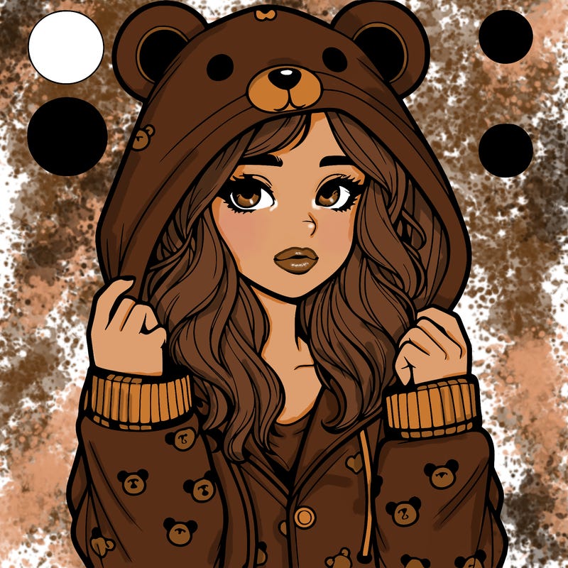 realistic girl in a animal pjs hoodie