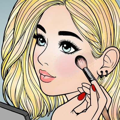 a realistic girl doing her makeup