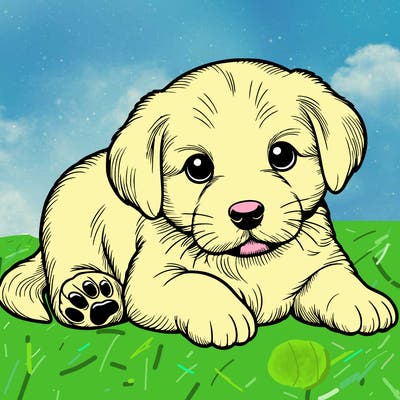 a cute realistic puppy